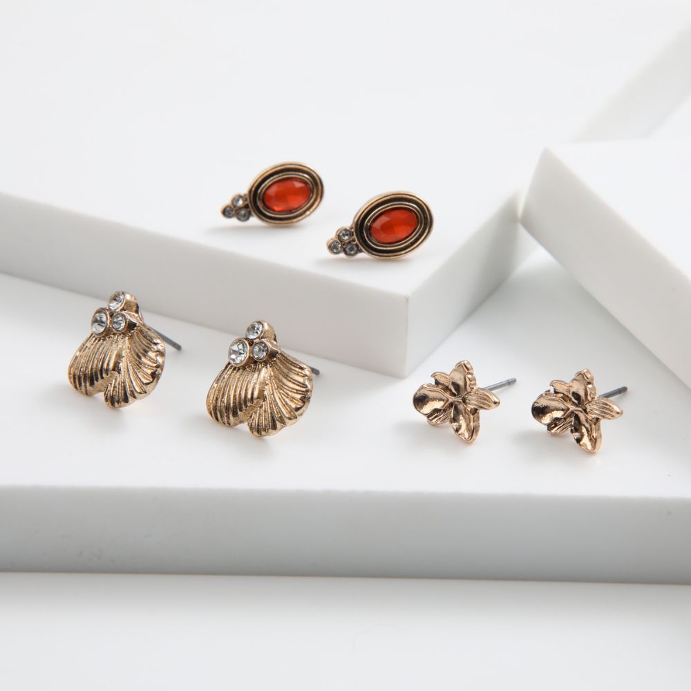 SET DE 3 AROS DIORA DORADO ID - 1