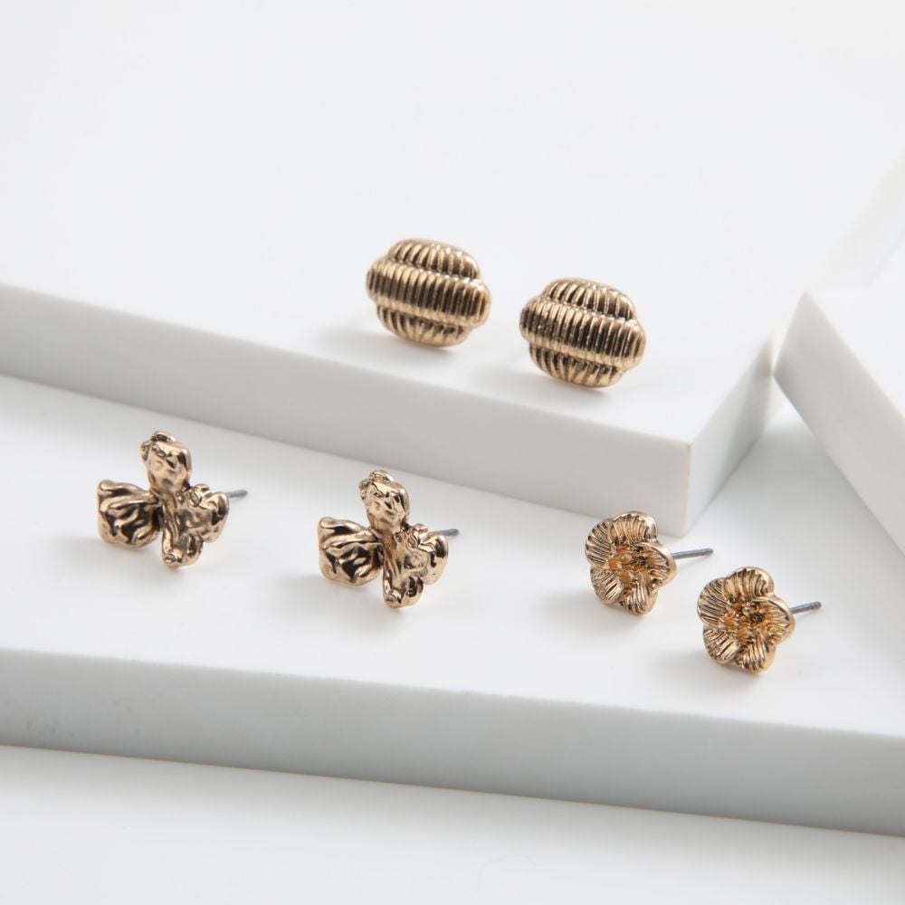 SET DE 3 AROS PERLE DORADO ID - 2