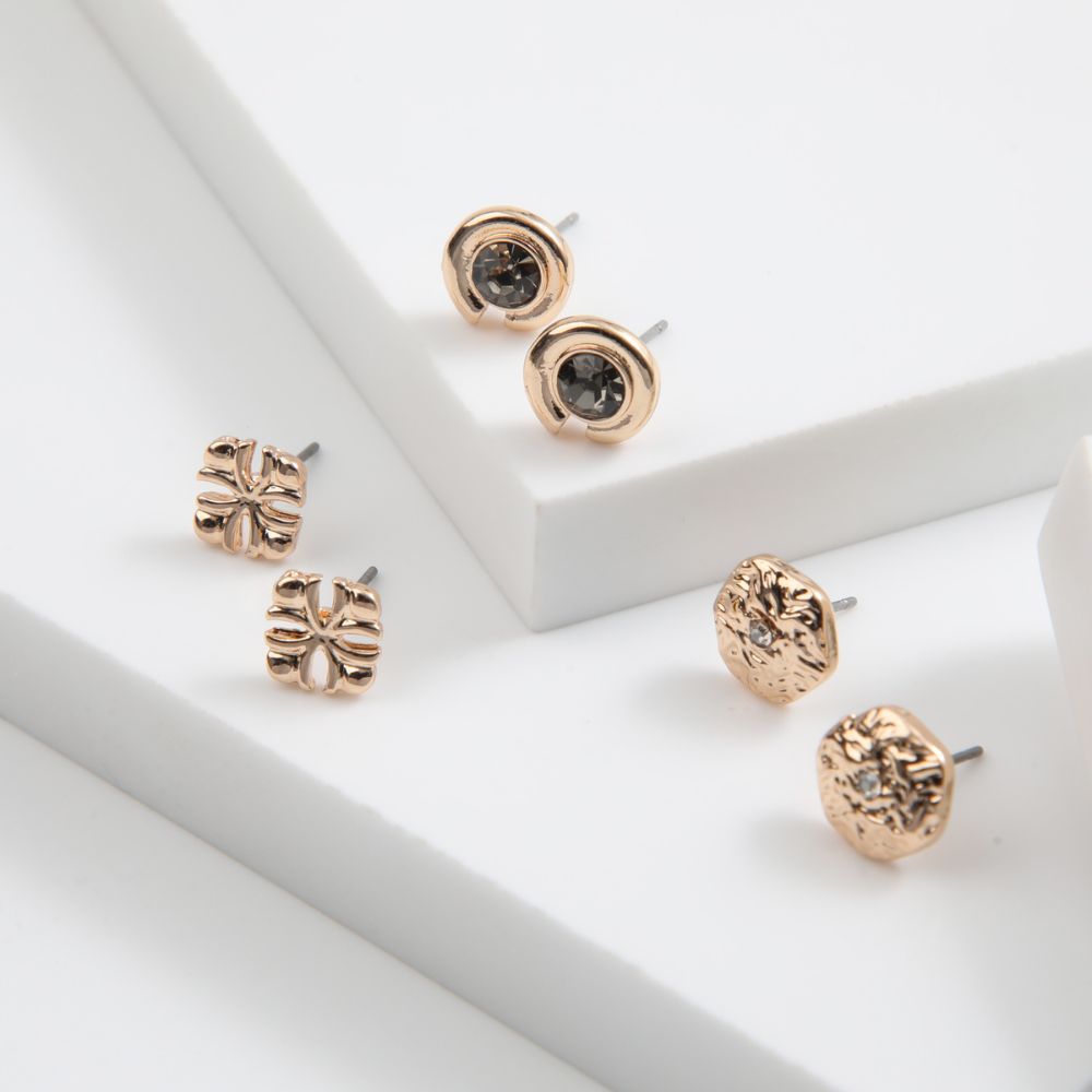 SET DE 3 AROS BOREAL CIRCONES DORADO ID - 2