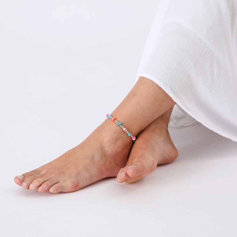 TOBILLERA MERI MOSTACILLAS MULTICOLOR PLATEADO ID - 2