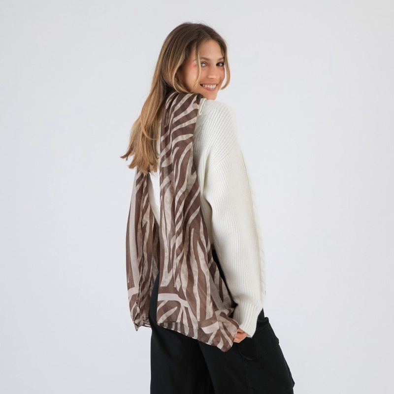 PAÑUELO ESTAMPADO ALMAGRO BEIGE I-D - 1
