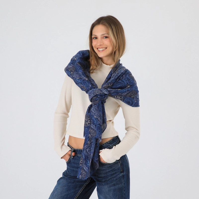 PAÑUELO ESTAMPADO MALAGA AZUL I-D - 1