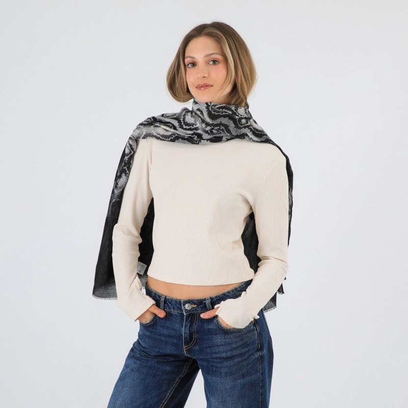 PAÑUELO ESTAMPADO MANILVA NEGRO I-D - 1
