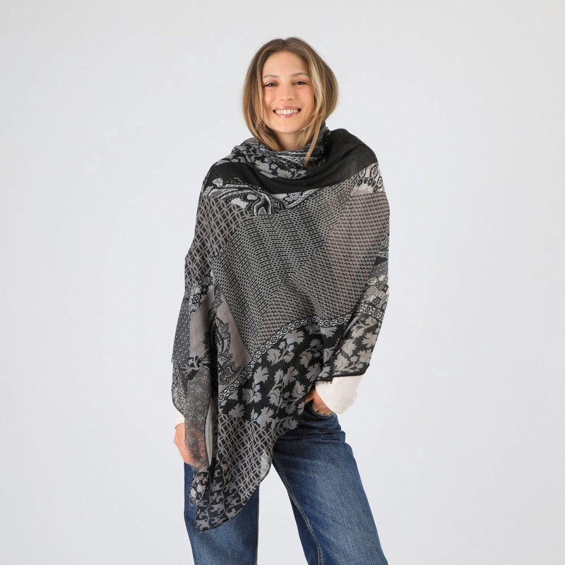 PAÑUELO ESTAMPADO ALGINET NEGRO I-D - 1