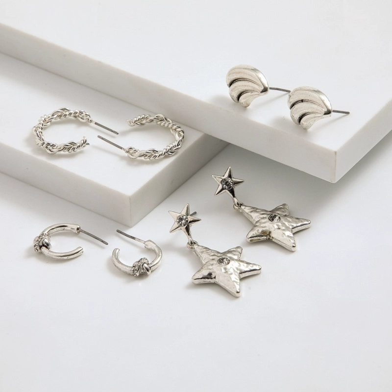 SET DE AROS HOLLY PLATEADO I-D - 1