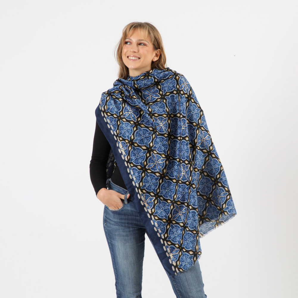 PAÑUELO ESTAMPADO BRIGITTE AZUL TATIENNE - 2