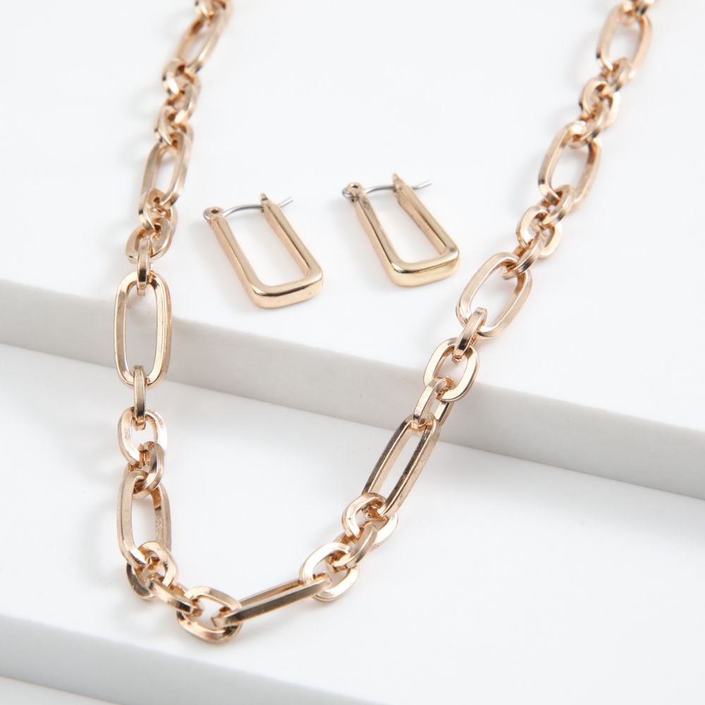 SET DE COLLAR Y ARGOLLAS DORADO TATIENNE - 1