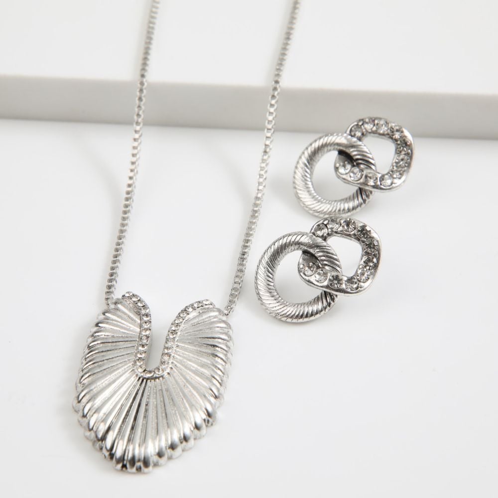 SET COLLAR Y AROS LEAF PLATEADO TATIENNE - 1