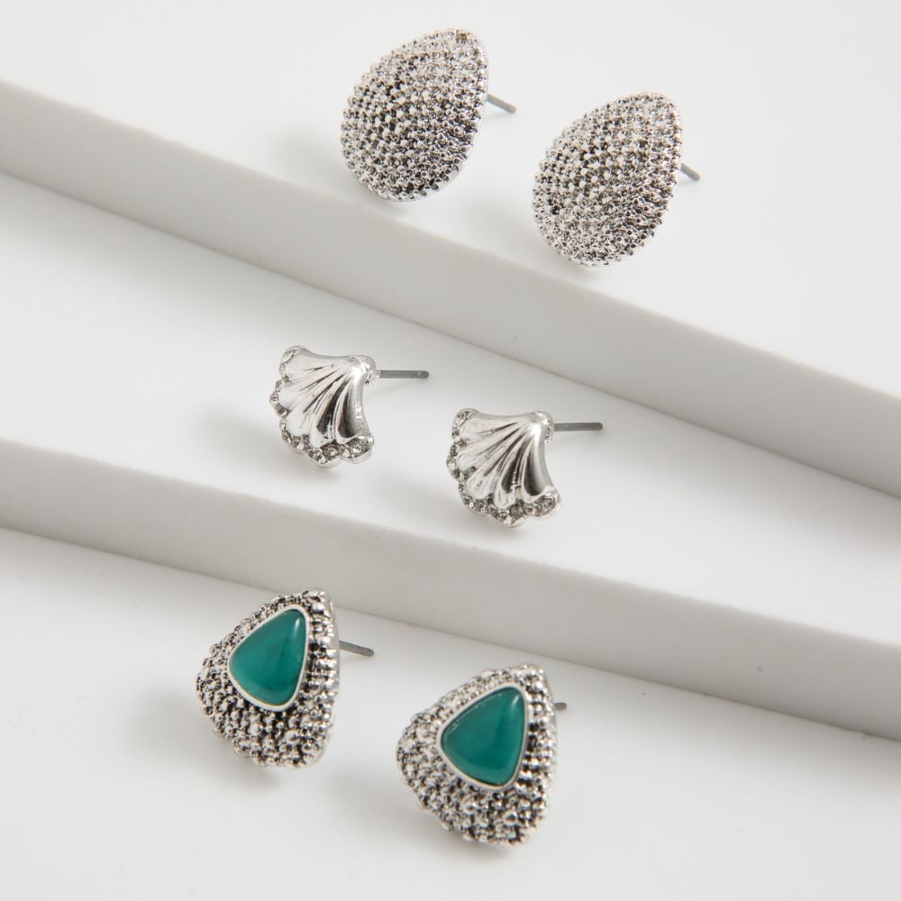 SET DE AROS TRIPLE TURQUIE PLATEADO TATIENNE - 1