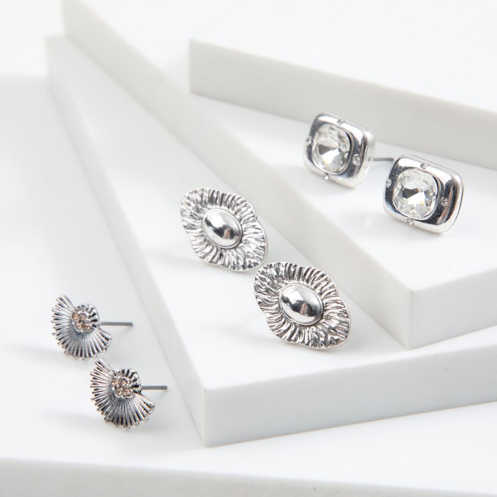 SET DE 3 AROS ARC PLATEADO TATIENNE - 1