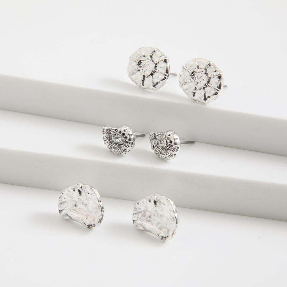 SET DE AROS TRIPLE FOSIL PLATEADO TATIENNE - 1