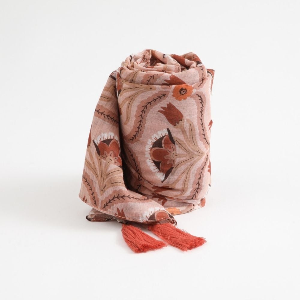 PAÑUELO ESTAMPADO RIKE BORLAS BEIGE TATIENNE - 1