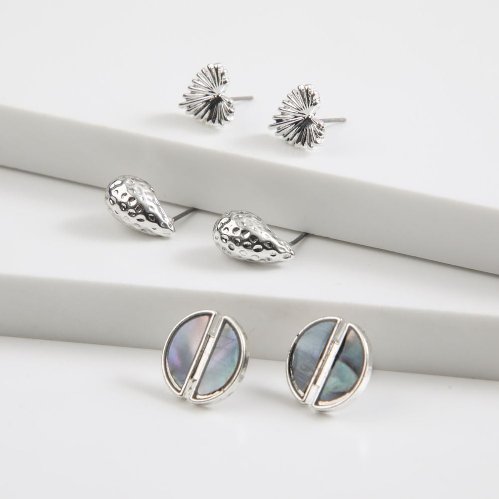 SET DE AROS TRIPLE FOG PLATEADO TATIENNE - 1