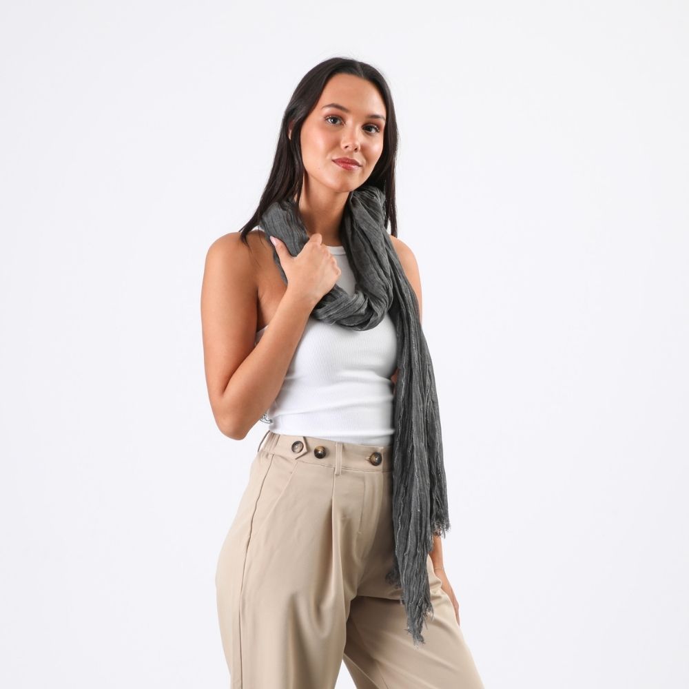 PAÑUELO LISO LINA LUREX GRIS TATIENNE - 2
