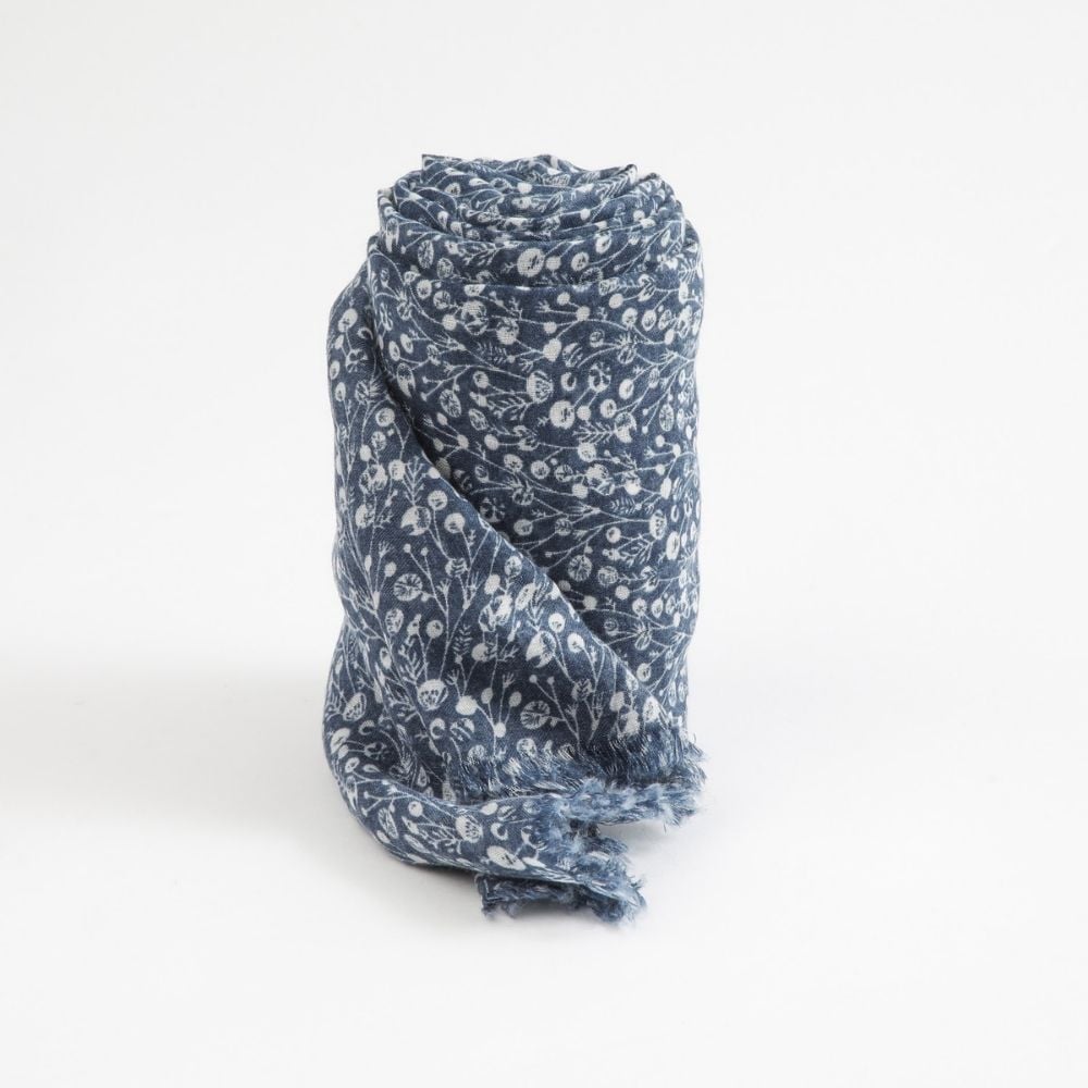 PAÑUELO ESTAMPADO JULI FLORES AZUL TATIENNE - 1