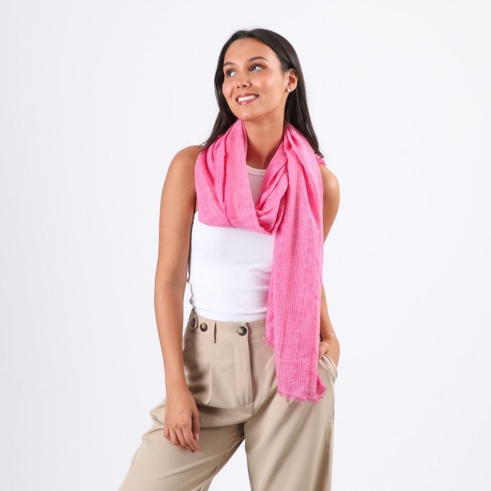 PAÑUELO LISO KATA LINEAS FUCSIA TATIENNE - 2