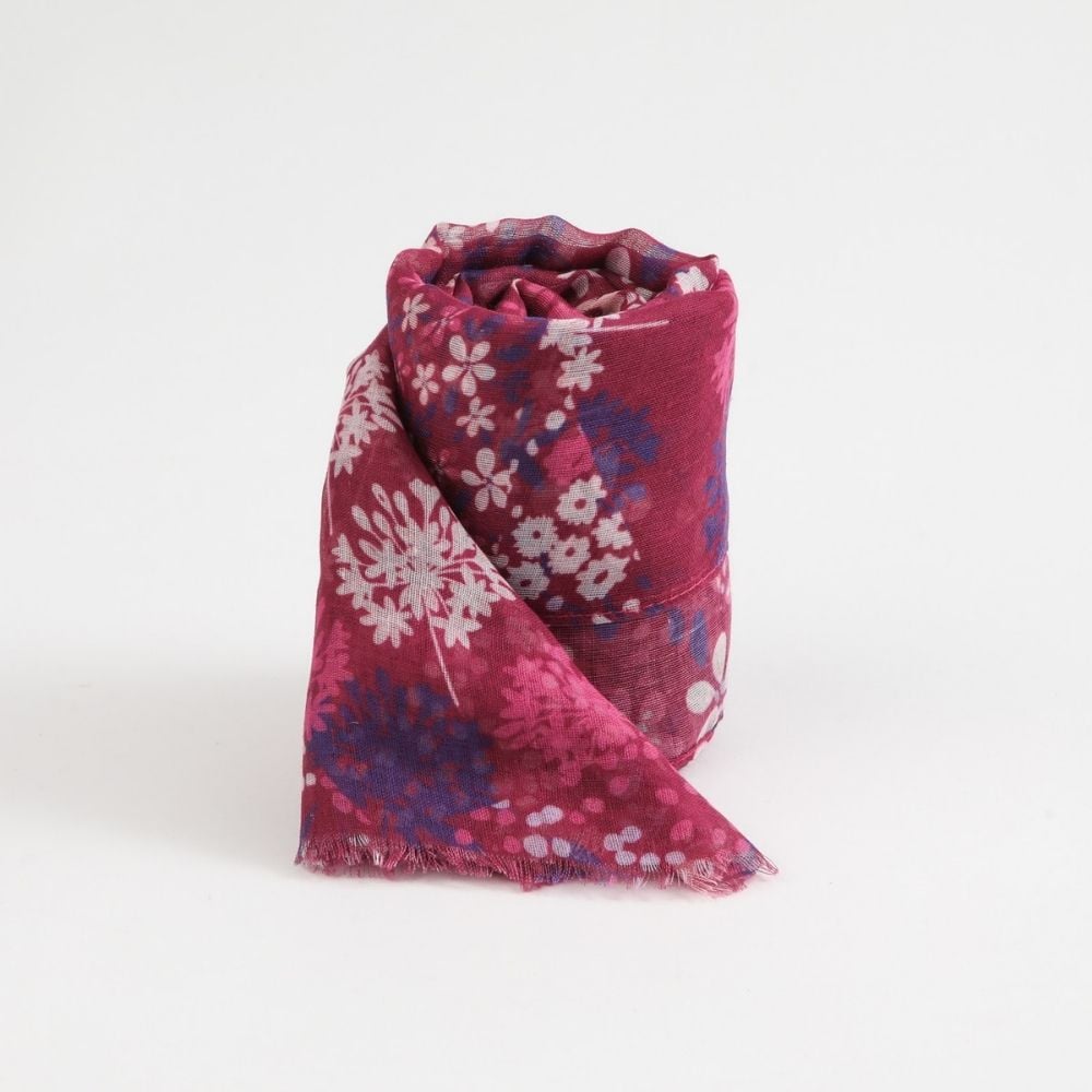 PAÑUELO ESTAMPADO NINA FLORES FUCSIA TATIENNE - 1
