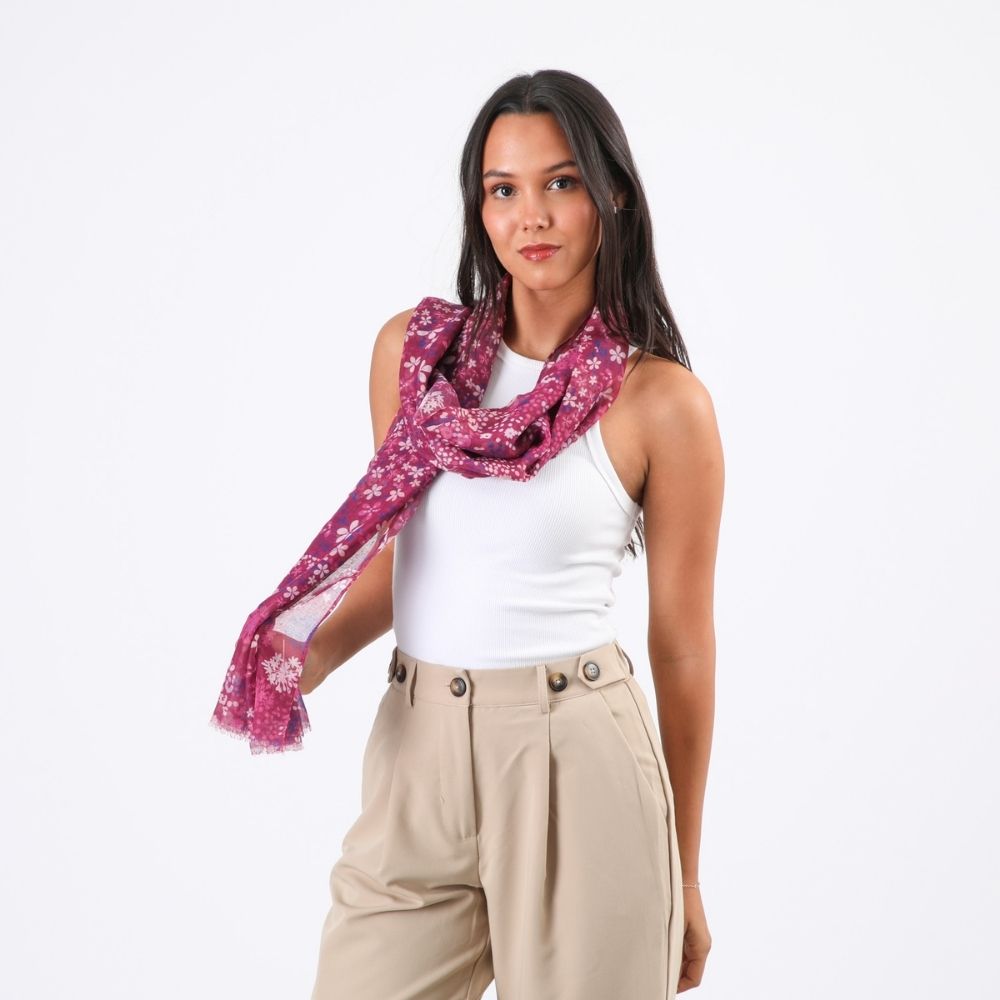 PAÑUELO ESTAMPADO NINA FLORES FUCSIA TATIENNE - 2