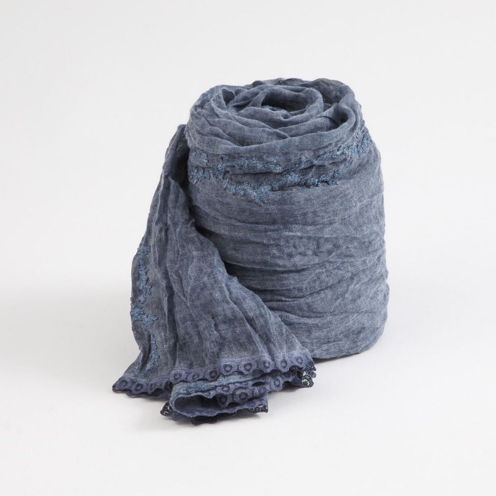 PAÑUELO LISO LEA ENCAJE AZUL TATIENNE - 1