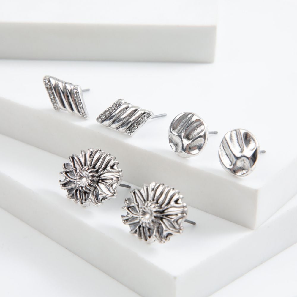 SET DE 3 AROS LINES PLATEADO TATIENNE - 1