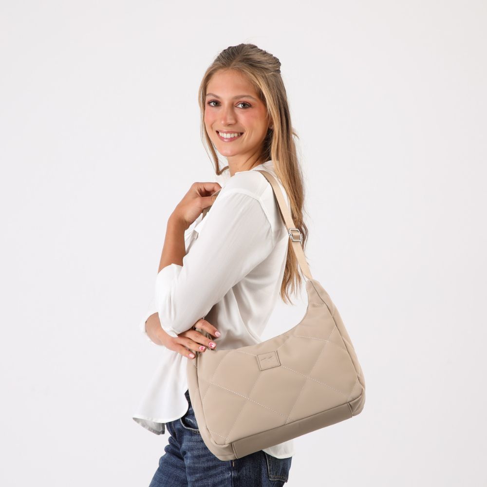 CARTERA BANDOLERA SAMOA NYLON BEIGE TATIENNE - 4
