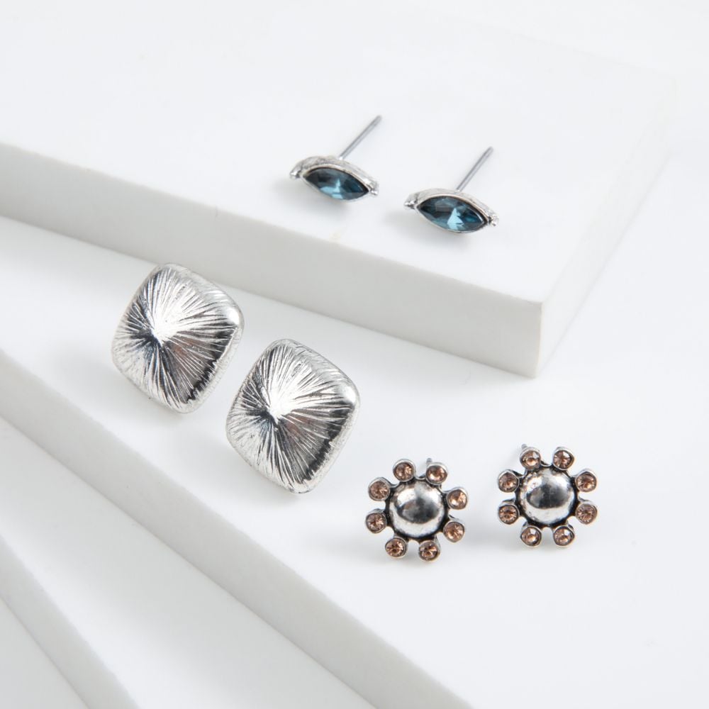 SET DE 3 AROS EYE PLATEADO TATIENNE - 1