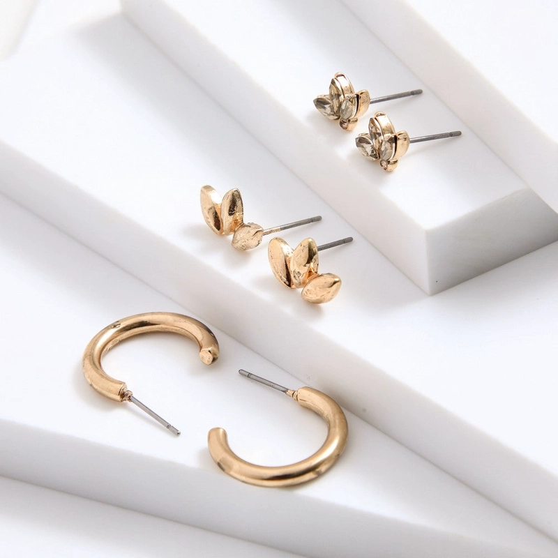 SET DE AROS ALBA DORADO TATIENNE - 1