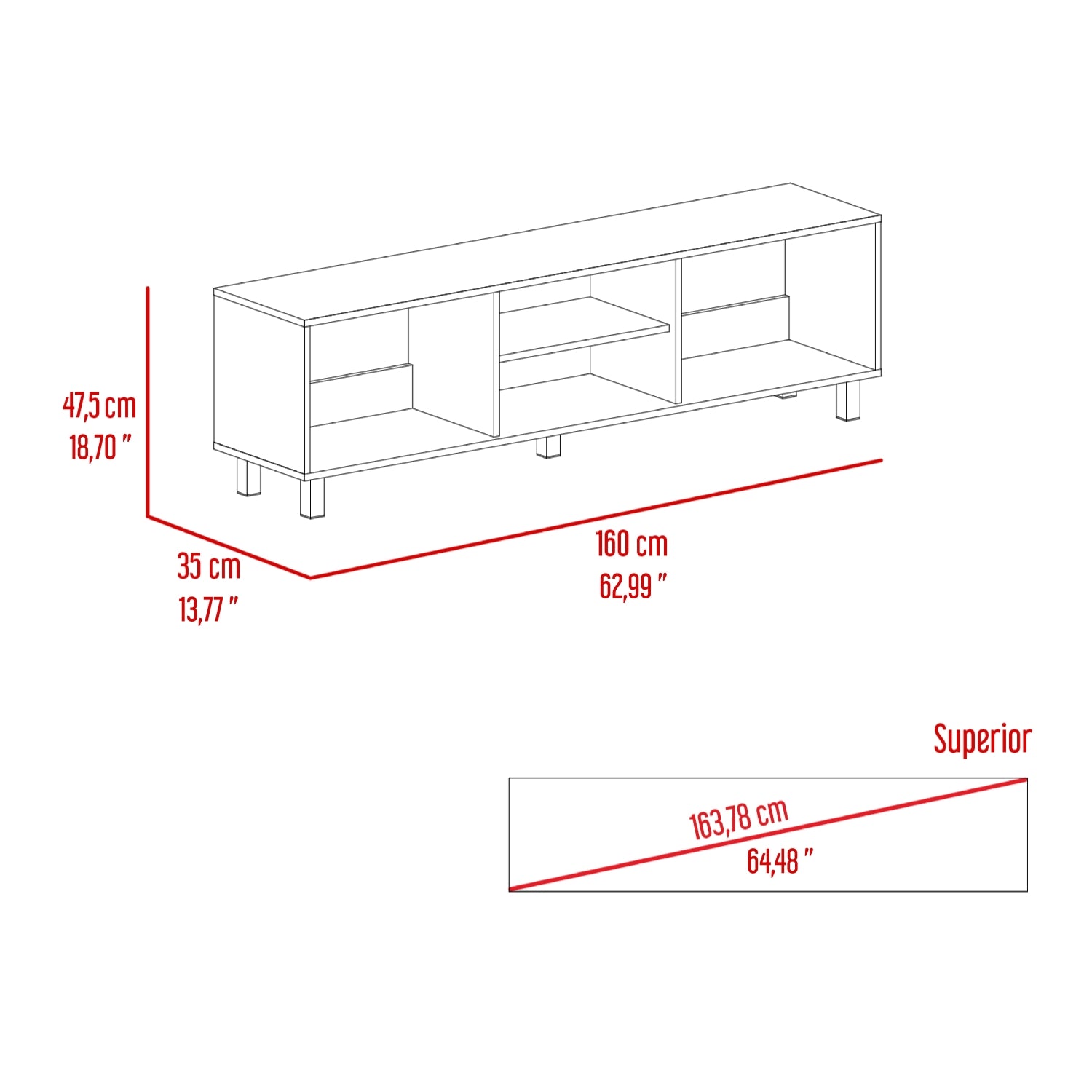 RACK TV FMFURNITURE NEGRO 70' MULTIUSOS FM 042N - 7
