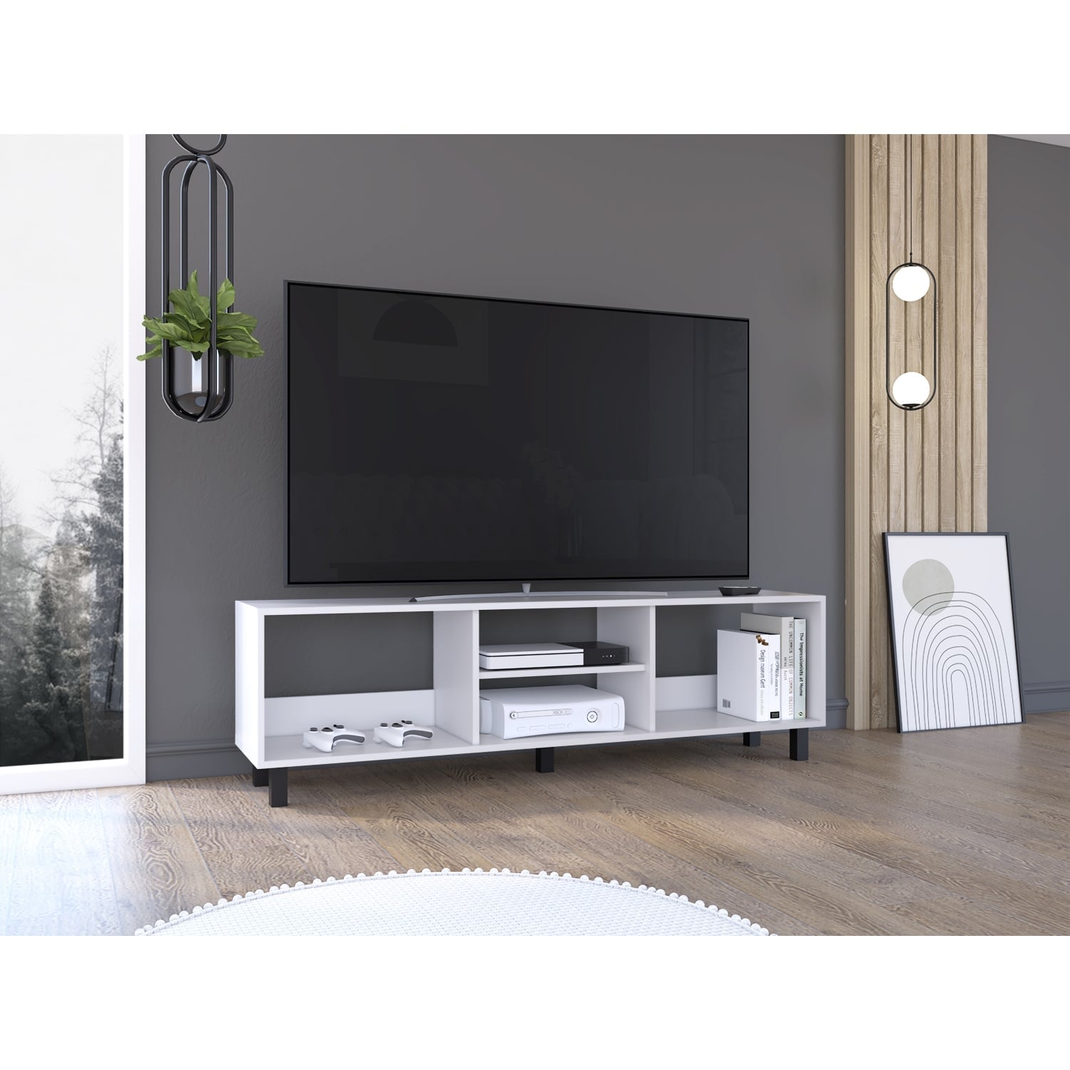 RACK TV FMFURNITURE BLANCO 70' MULTIUSOS FM 042B - 5