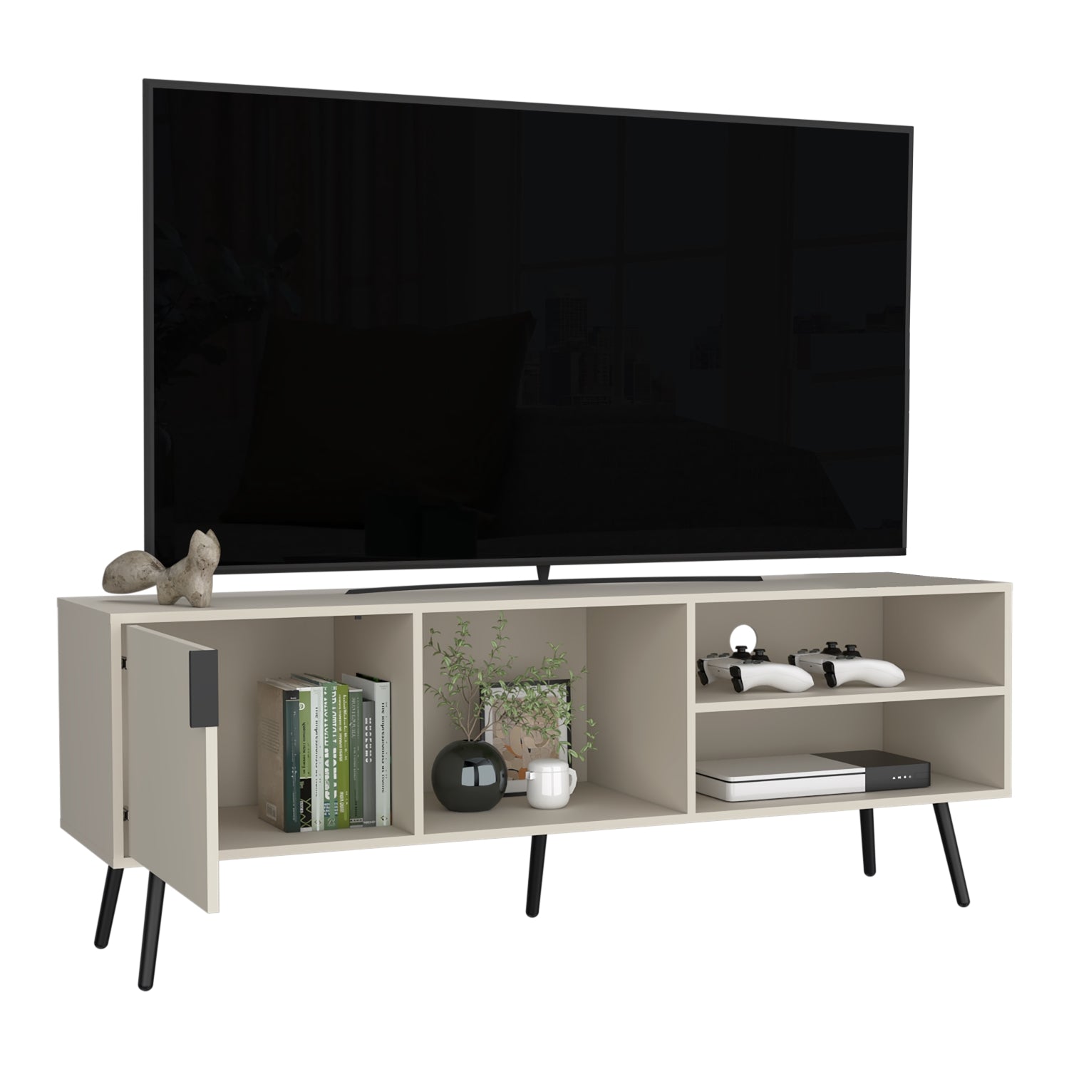 RACK TV FMFURNITURE BEIGE 65' CON 1 PUERTA ABATIBLE FM 043B - 4