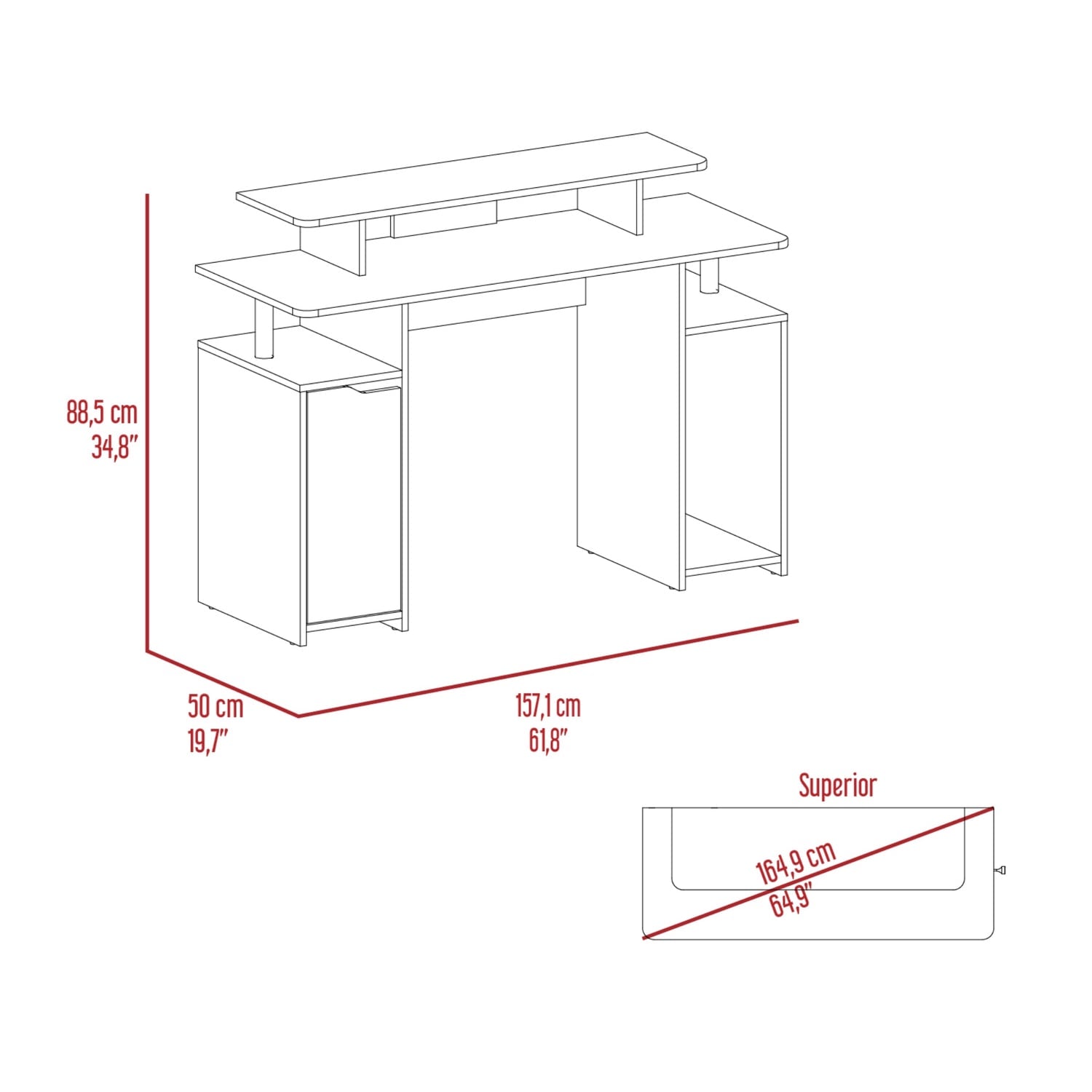 ESCRITORIO FMFURNITURE GAMER FM 060N CANTO BLANCO NEGRO - 7