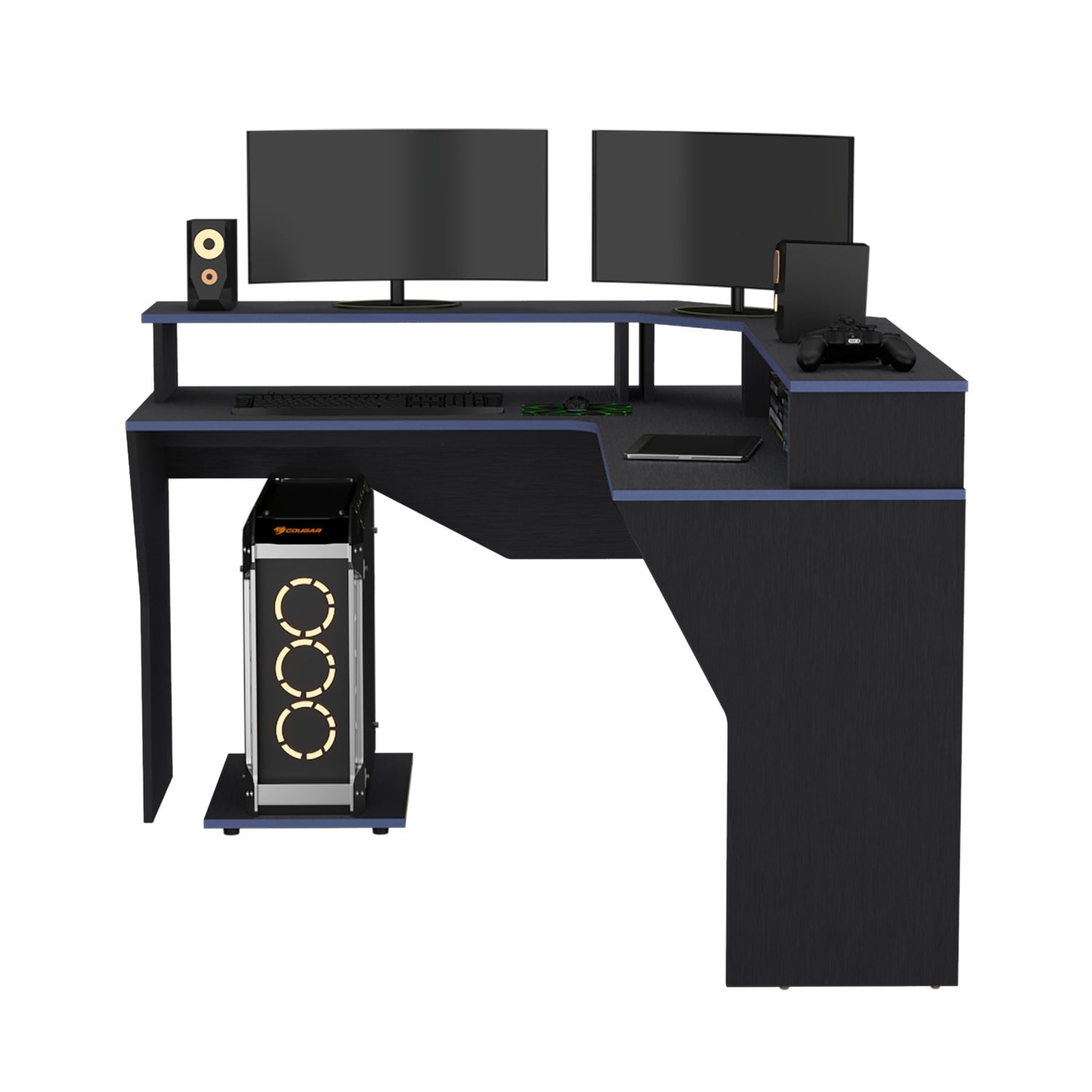 ESCRITORIO FMFURNITURE GAMER 88.5X127.9X127.9 CM FM 046N Y AZUL NEGRO - 4