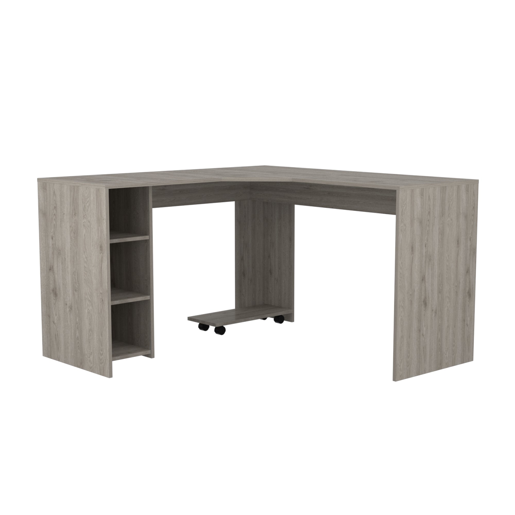 ESCRITORIO FMFURNITURE EN L + BASE MOVIL CPU FM 056G CLARO GRIS - 1