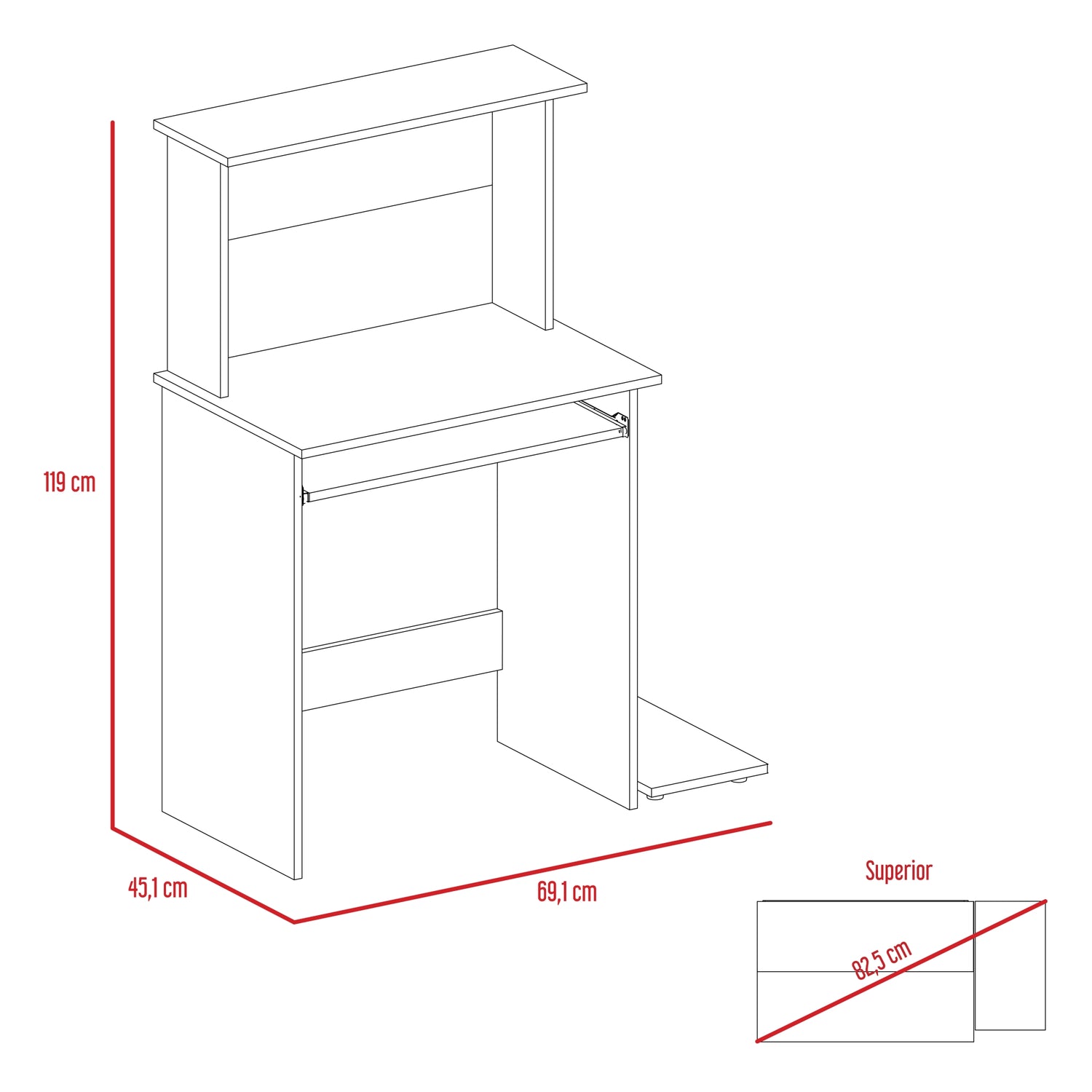 ESCRITORIO FMFURNITURE CON PORTATECLADO Y BASE CPU FM 065C CAFÉ CLARO - 7