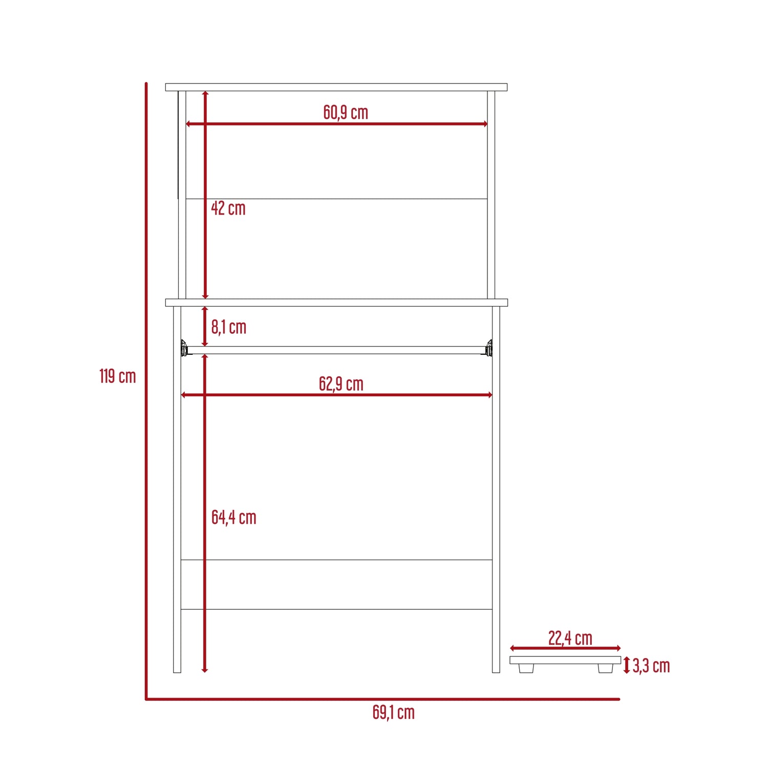 ESCRITORIO FMFURNITURE CON PORTATECLADO Y BASE CPU FM 065C CAFÉ CLARO - 8
