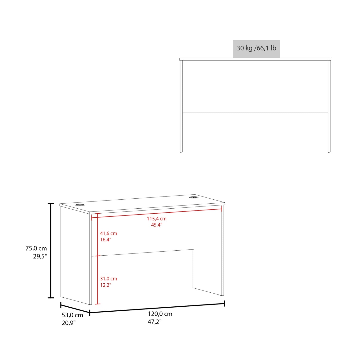ESCRITORIO FMFURNITURE 120X75X53 CM FM 038C CAFE CLARO - 4