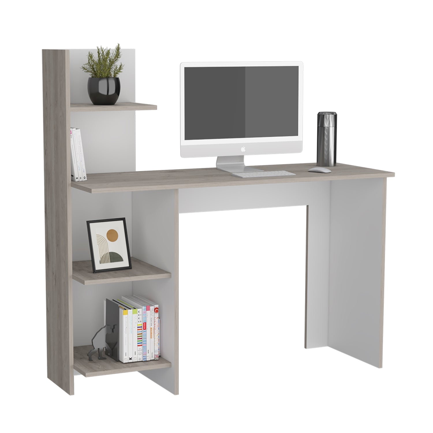 ESCRITORIO FMFURNITURE CON BIBLIOTECA 4 REPISAS FM 067C CAFÉ CLARO - 4