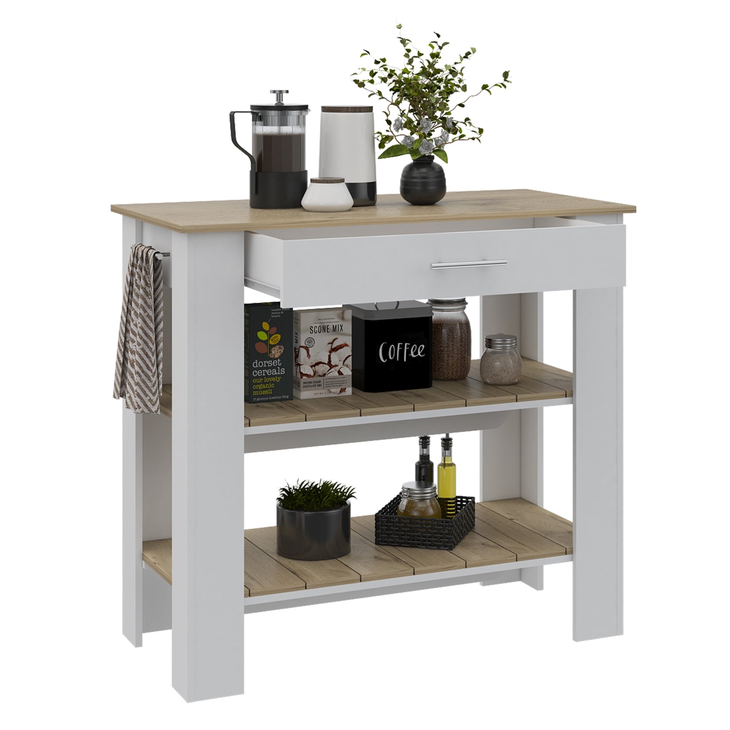 MUEBLE COCINA FMFURNITURE ISLA 101X93X50 CM FM-008B BLANCO - 4