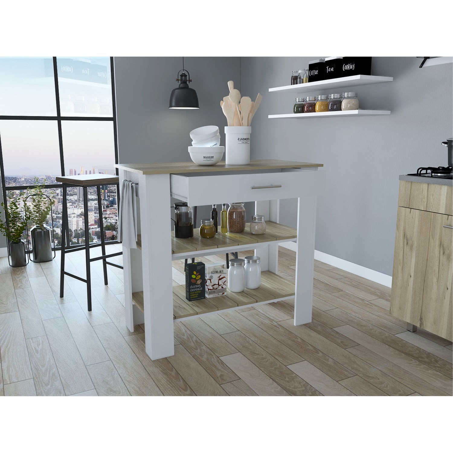 MUEBLE COCINA FMFURNITURE ISLA 101X93X50 CM FM-008B BLANCO - 6