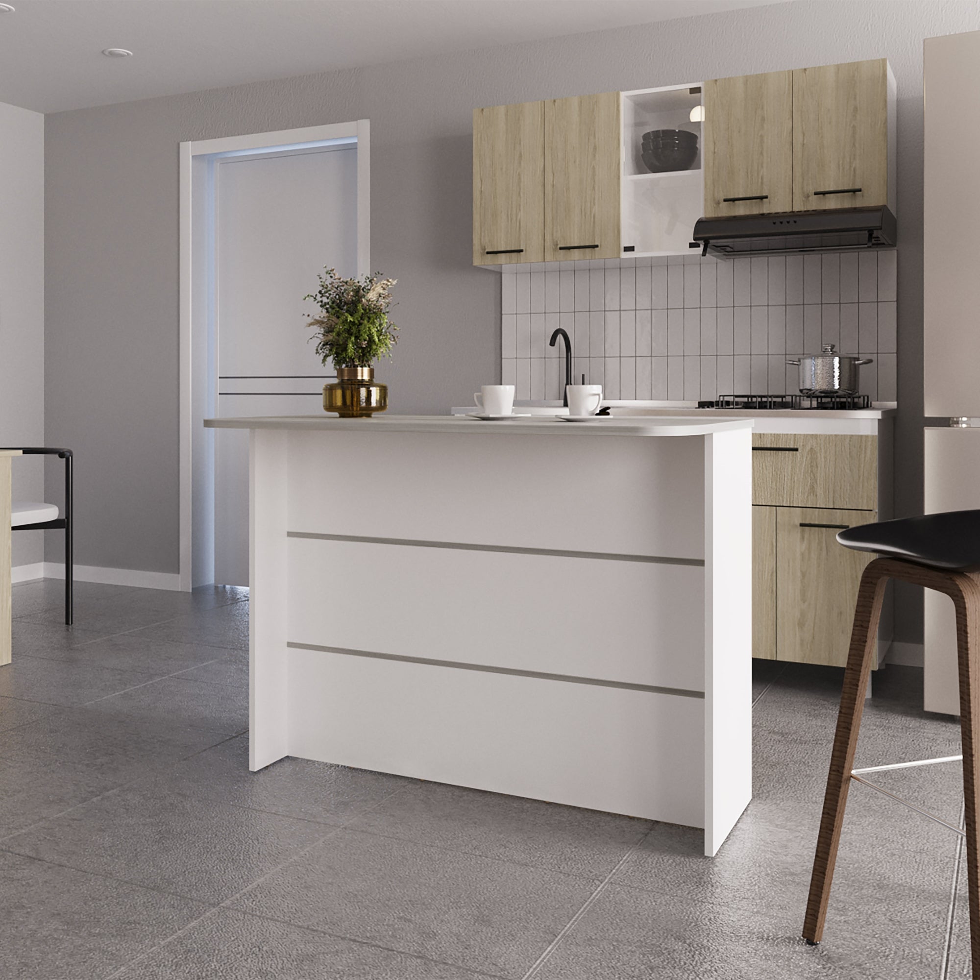 MUEBLE COCINA FMFURNITURE ISLA 120X60X90 CM FM-003G GRIS - 5