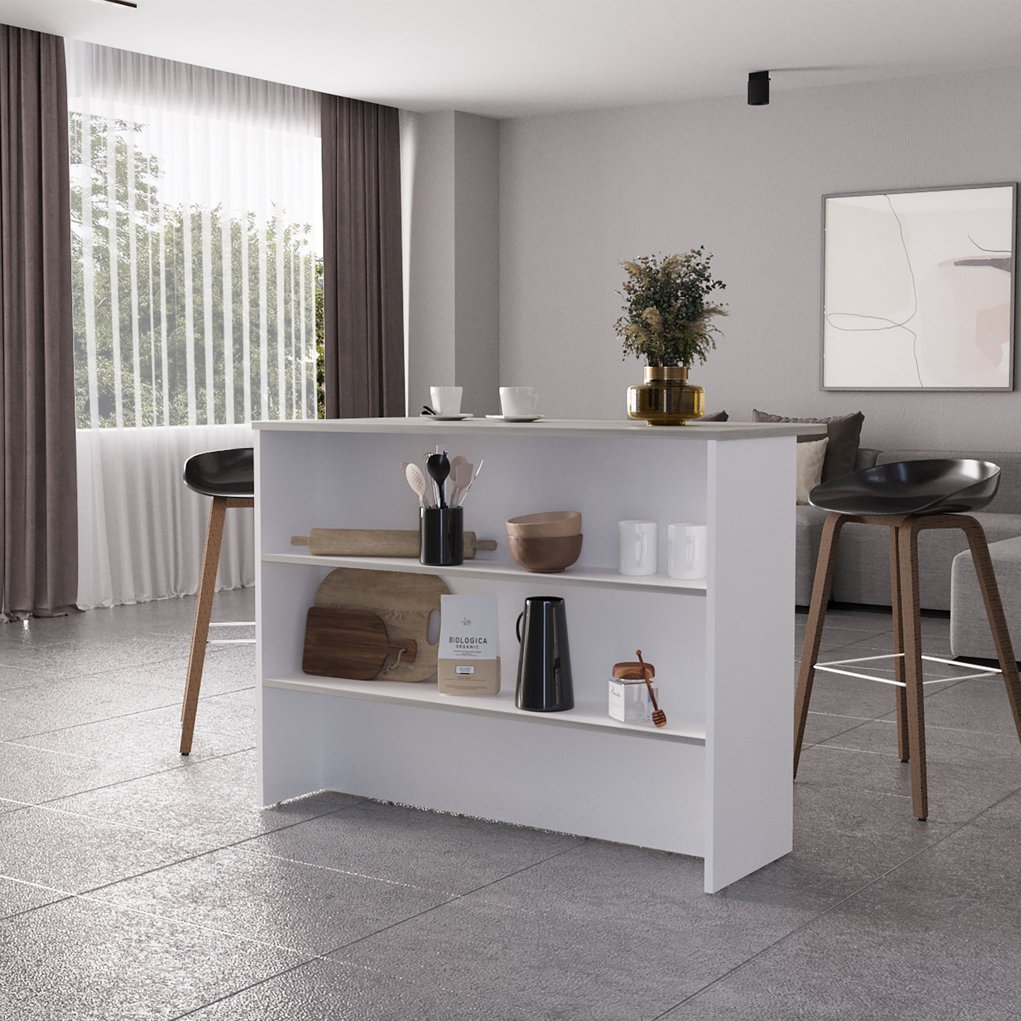 MUEBLE COCINA FMFURNITURE ISLA 120X60X90 CM FM-003G GRIS - 6
