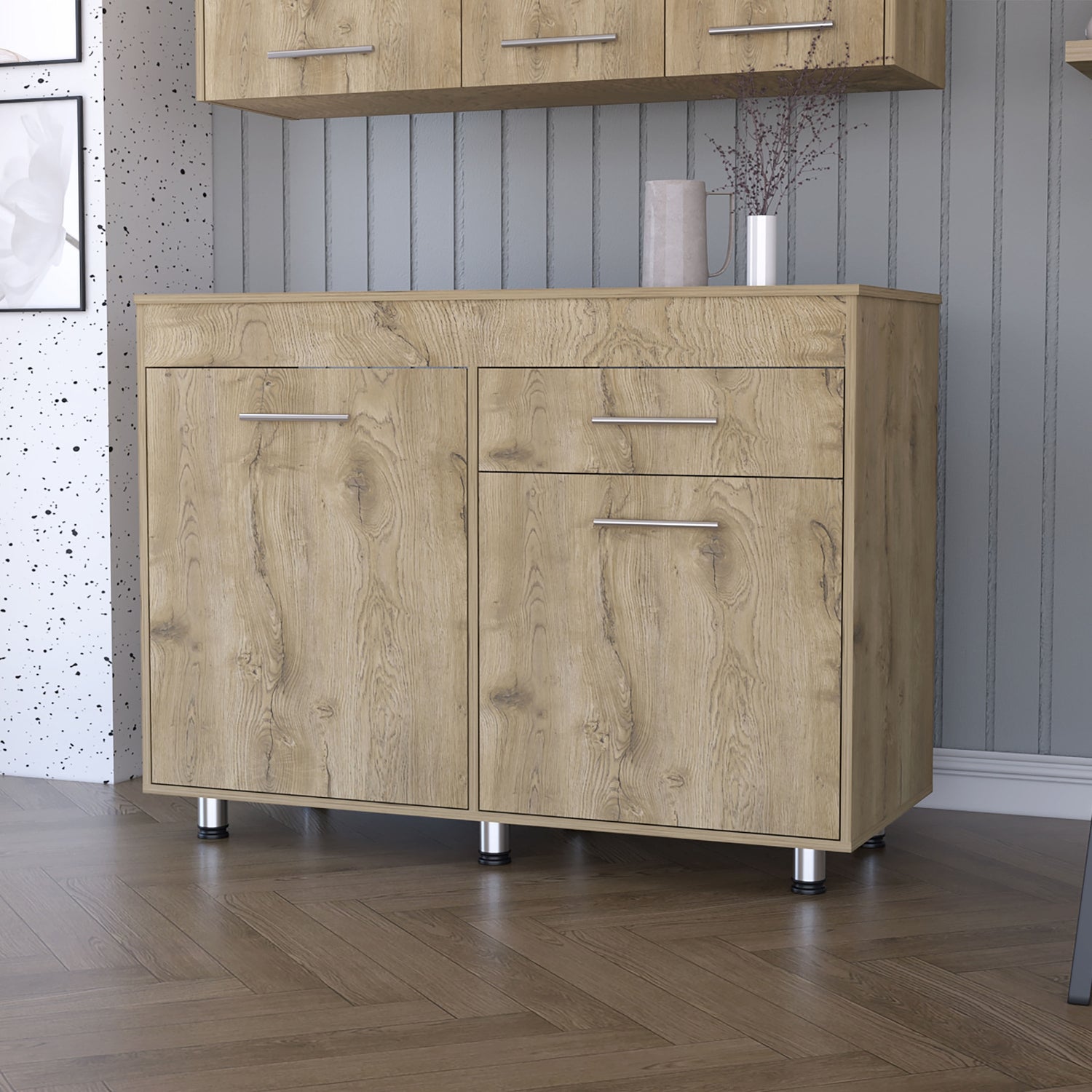 MUEBLE COCINA FMFURNITURE BASE 3 PUERTAS 1 CAJON MEALMINA FM-008C CAFE CLARO - 5