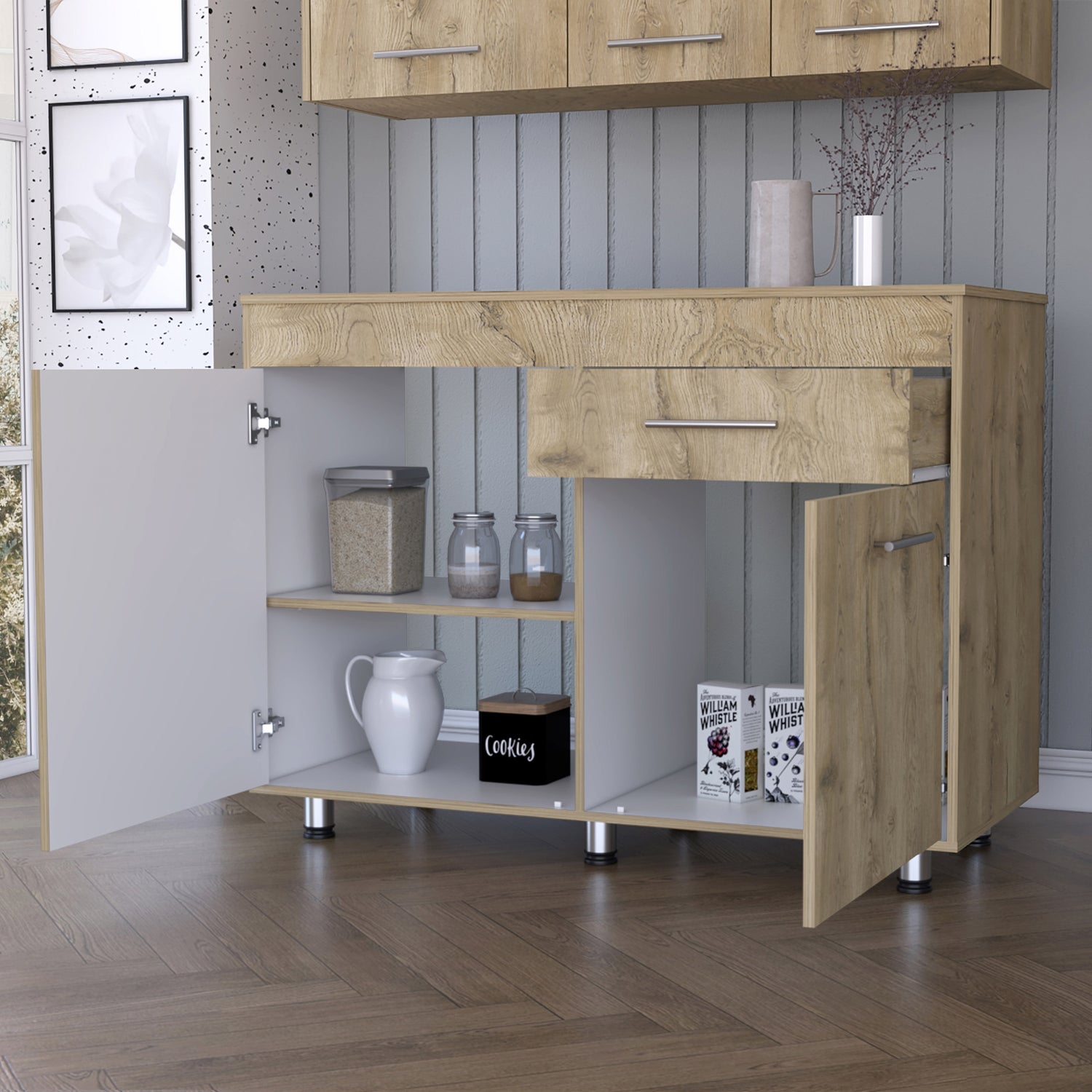 MUEBLE COCINA FMFURNITURE BASE 3 PUERTAS 1 CAJON MEALMINA FM-008C CAFE CLARO - 6