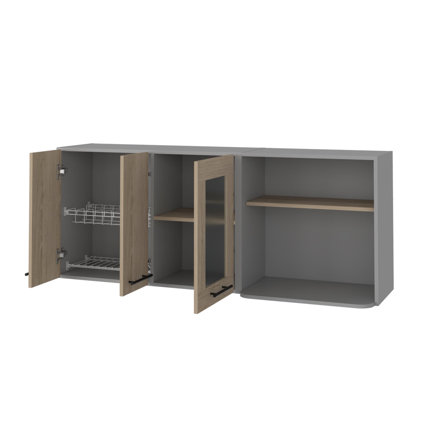 MUEBLE COCINA FMFURNITURE MURAL CON CAPACIDAD MICROONDAS 3 PUERTAS FM-003G GRIS - 2
