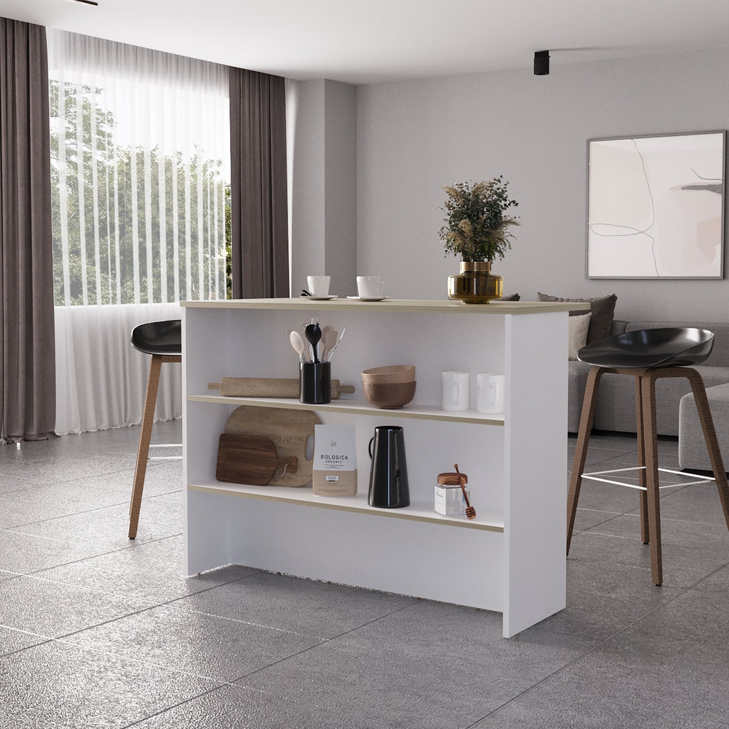 MUEBLE COCINA FMFURNITURE ISLA 120X60X90 CM FM 003B BLANCO - 6