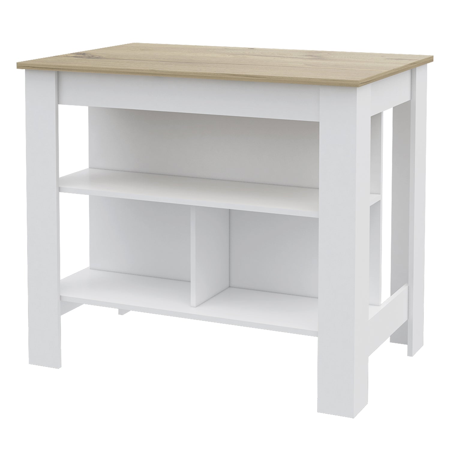 MUEBLE COCINA FMFURNITURE ISLA 103X70X90 CM FM-009A CAFÉ CLARO Y BLANCO - 2