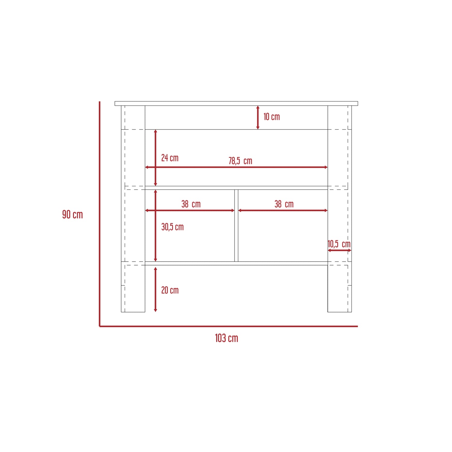 MUEBLE COCINA FMFURNITURE ISLA 103X70X90 CM FM-009A CAFÉ CLARO Y BLANCO - 6