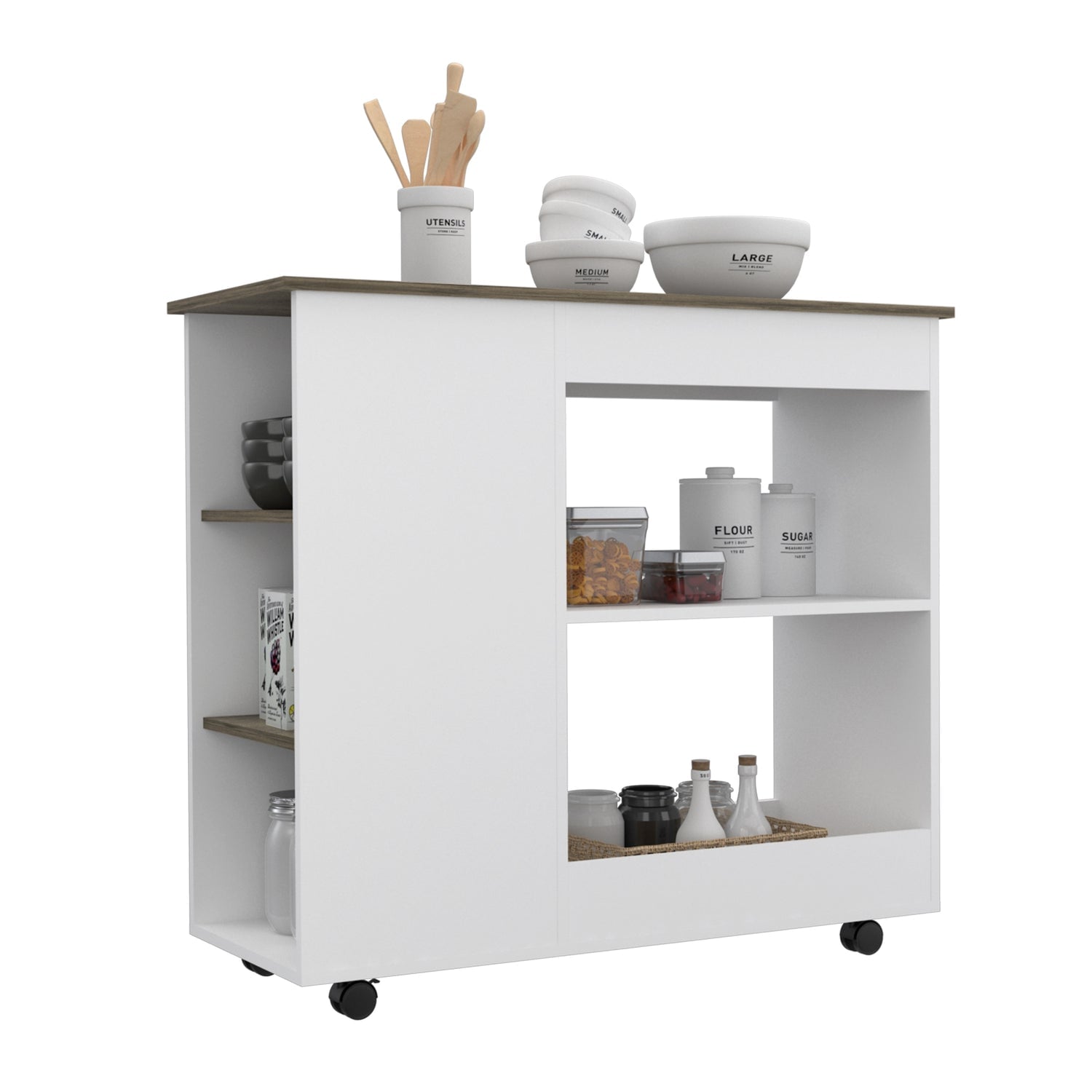 MUEBLE COCINA FMFURNITURE ISLA CON RUEDAS FM-002B BLANCO - 3