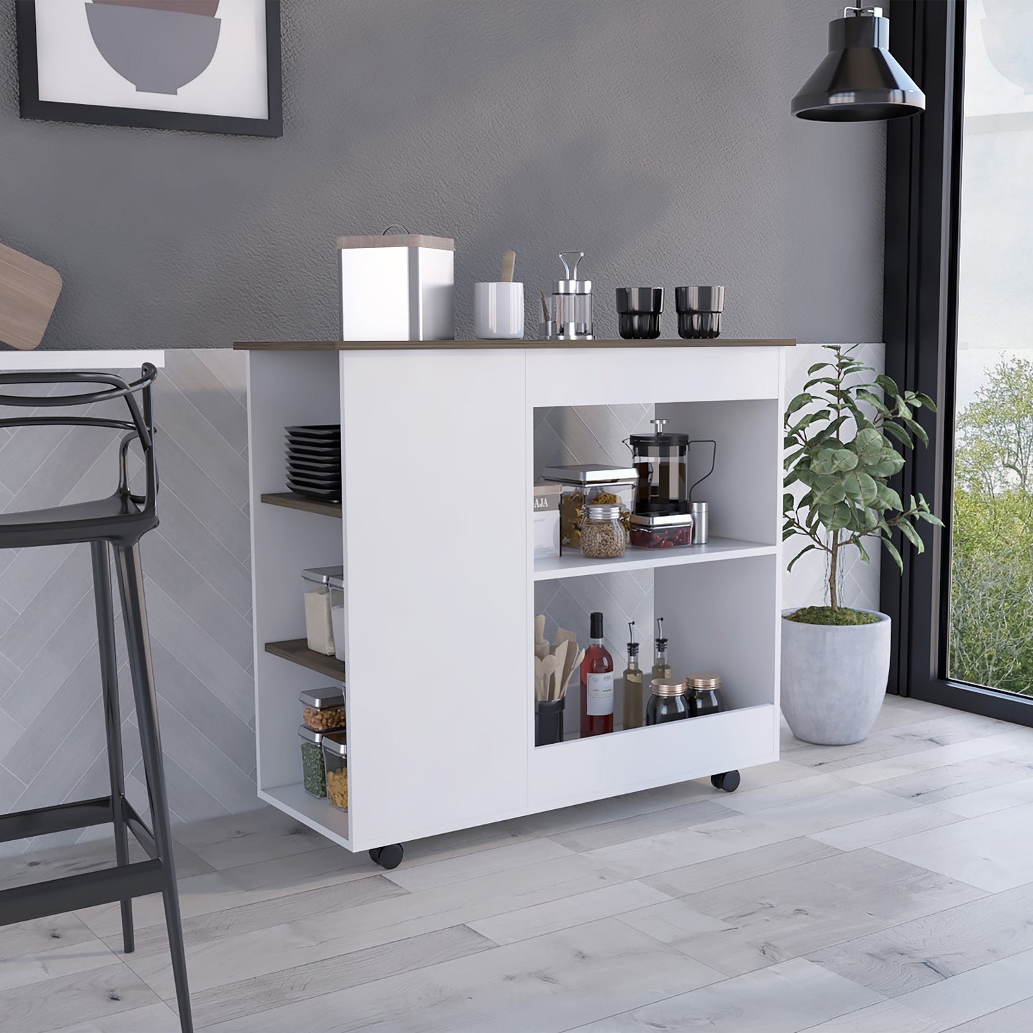 MUEBLE COCINA FMFURNITURE ISLA CON RUEDAS FM-002B BLANCO - 4