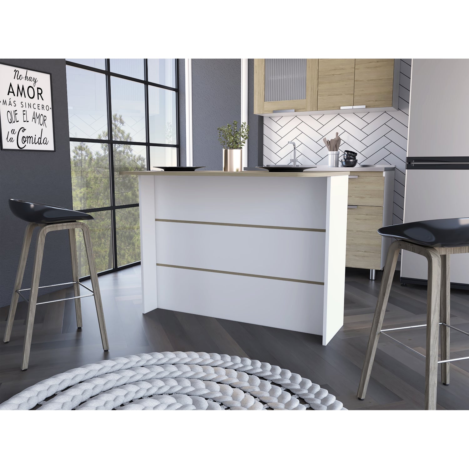 MUEBLE COCINA FMFURNITURE ISLA 120X60X90 CM FM-003C CAFE CLARO - 3